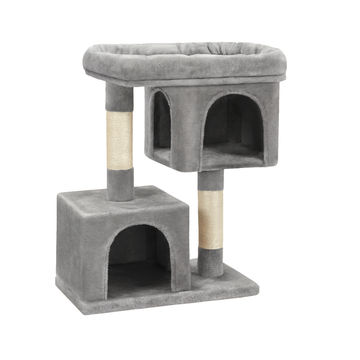 Cat Tree Playhouse with Platforms, Caves & Scratching Posts - Grey