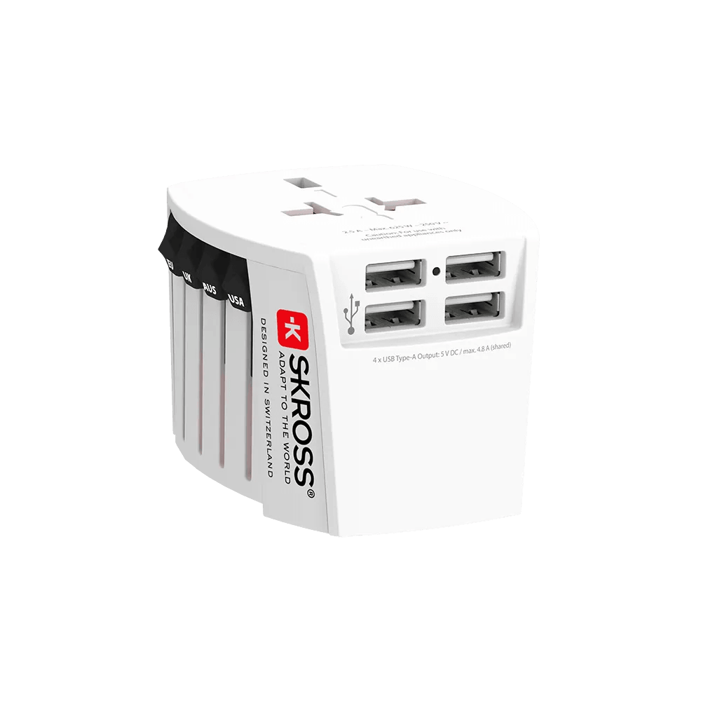 SKROSS - MUV USB (4xA) Phase 2 (IEC 2017) - Global Travel Adapter with USB Charging