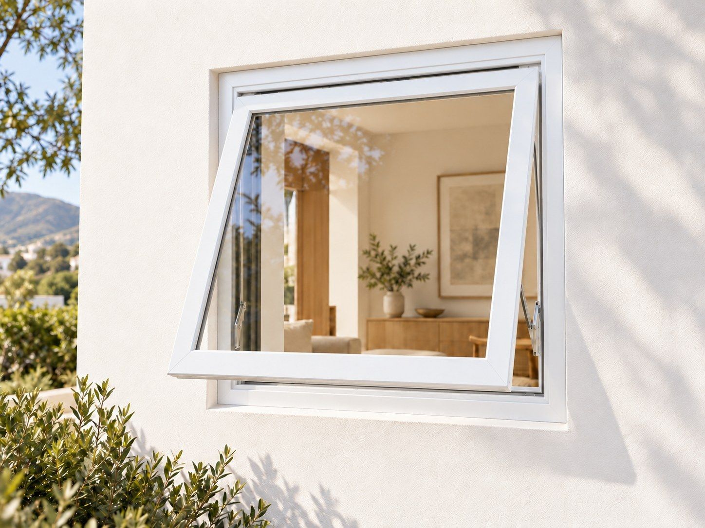 Kenzo Premium Top-Hung Aluminium Window - White, 600 600 mm, Single Opener, Clear Glass