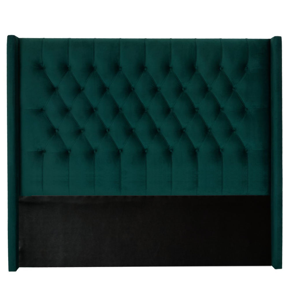 Nu Dekor - Diamante Velvet Paneled Tufted Headboard - Single - Dark Green