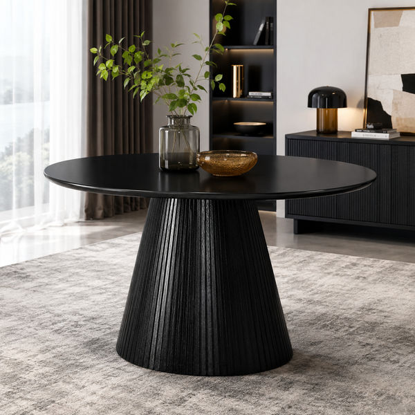 KC Furn – Varenna Fluted Glass Top Dining Table