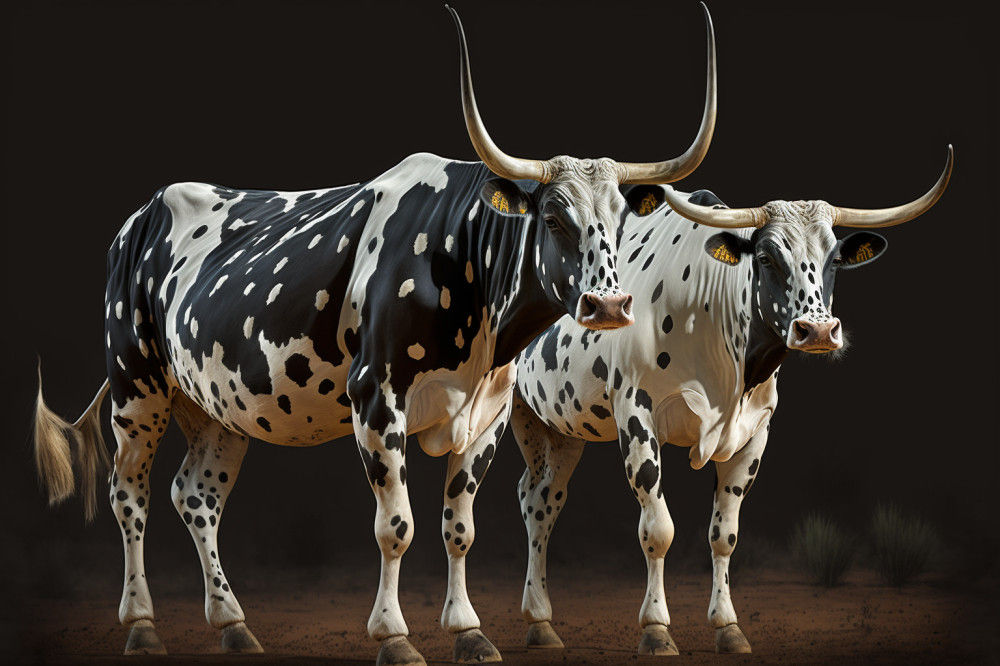Canvas Wall Art - Two Ankole Bulls - B1416 - [120 x 80 cm]