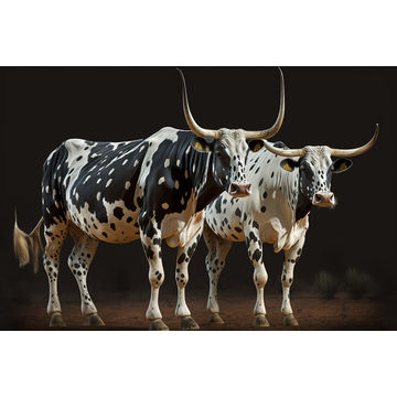 Canvas Wall Art - Two Ankole Bulls - B1416 - [120 x 80 cm]