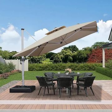 DecorMama Beige Cantilever Patio Umbrella with no light