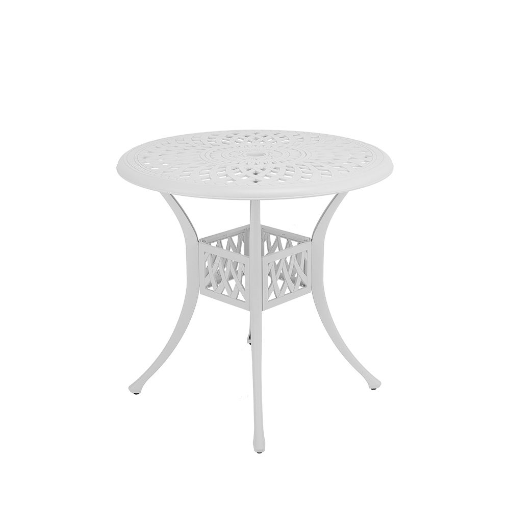 Lattice Aluminium Patio Table / Garden Table / Outdoor Dining Table - 78cm  Round Table - WHITE