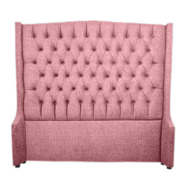 Reya Buttoned Wing Headboard-Pink