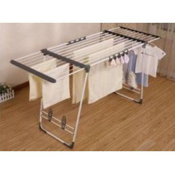 Foldable Clothes Drying Rack, White Metal, Large Floor Standing Design