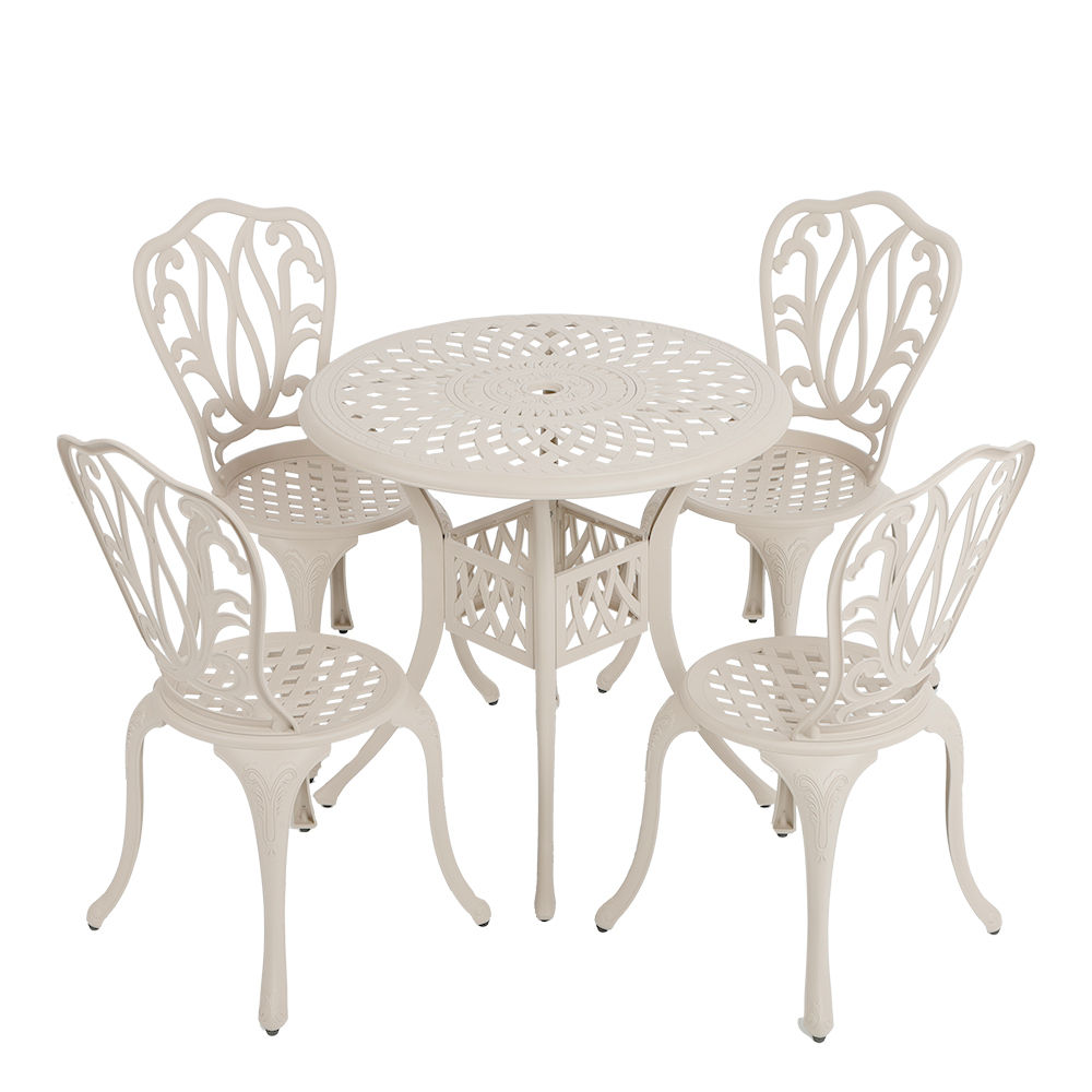 4 Seater - Lisa Aluminium Patio Set / Garden Furniture / Outdoor Dining Set    (4  Lisa  Chairs with 78cm Round Elizabeth Table) - SAND