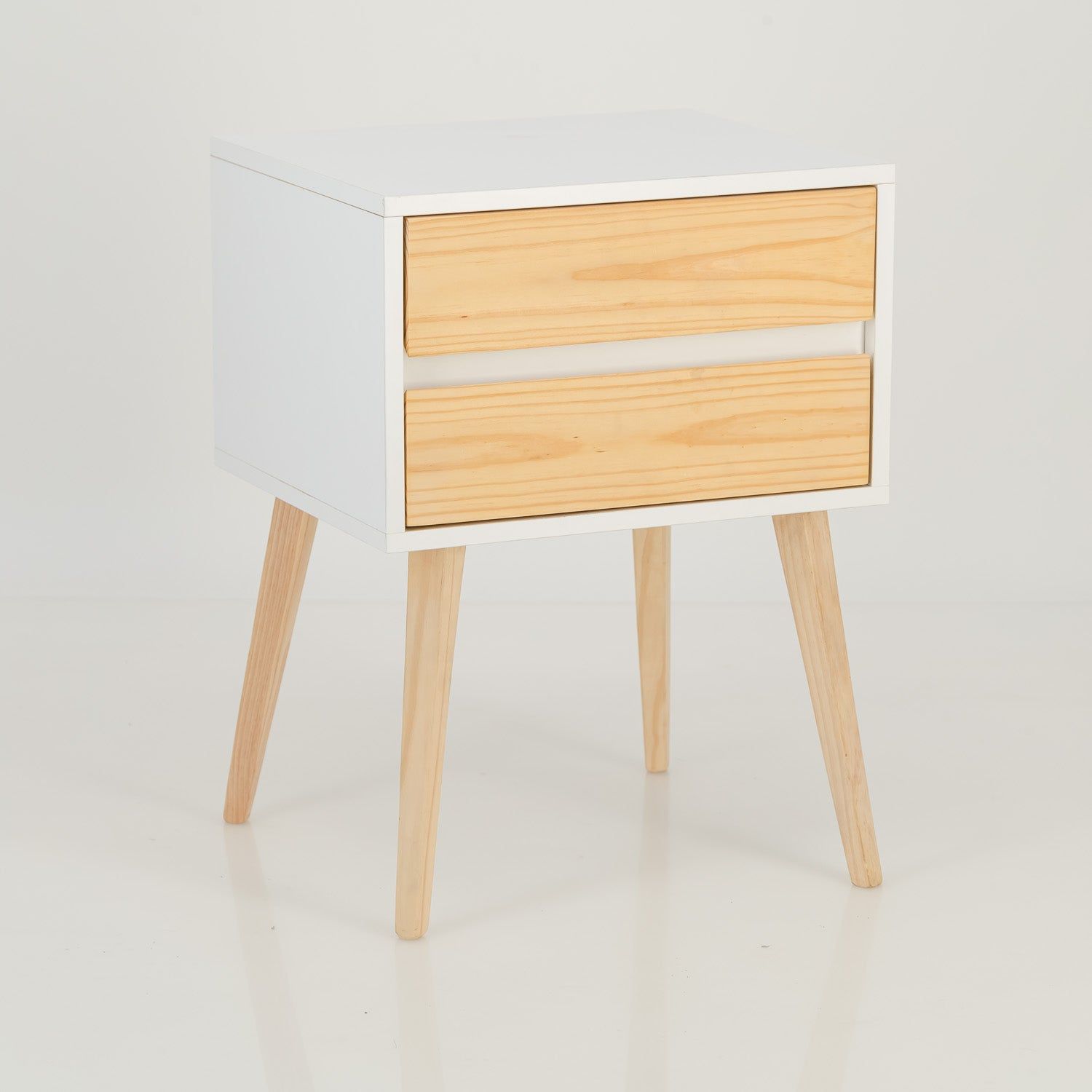 Nallo Two Drawer Side Table - White