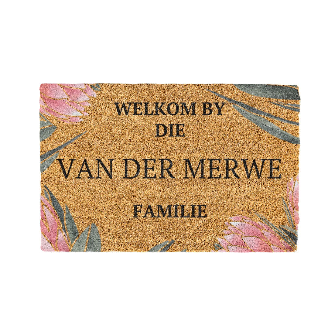 Van Der Merwe Familie Naam Coir Doormat Design 700 x 400 mm