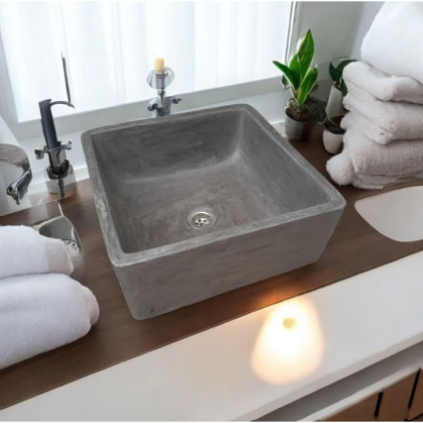 Mermaid's Pond Bespoke Charcoal Concrete Basin/Sink 39x39x16cm