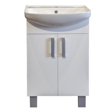 Estillo Free Standing Bathroom Vanity Cabinet with Ceramic Basin | White