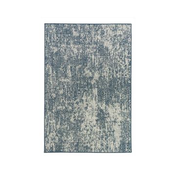 Geometric Flatweave Runner Rug 80x200cm – Blue Pattern Stain Resistant Polypropylene Hallway Rug