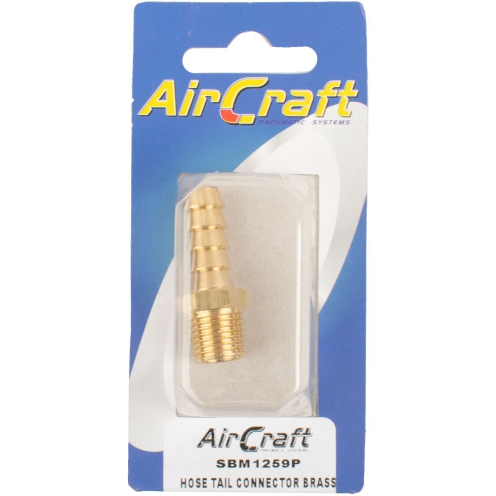 AirCraft - Hose Tail Connector Brass 1/4M x 10mm 1 Piece Pack - 2 Pack