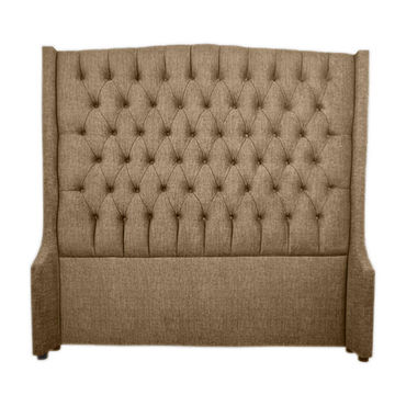 Reya Buttoned Wing Headboard King Dark Brown