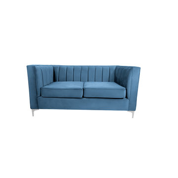 Oxford Two Seater Stripe Velvet - Sky Blue