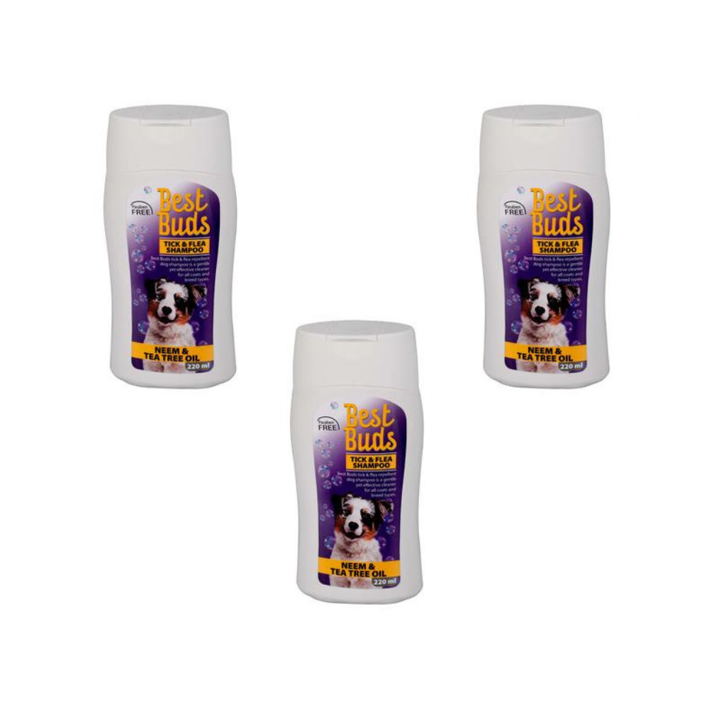 Best buds tick & flea shampoo 220ml 3 Bottles