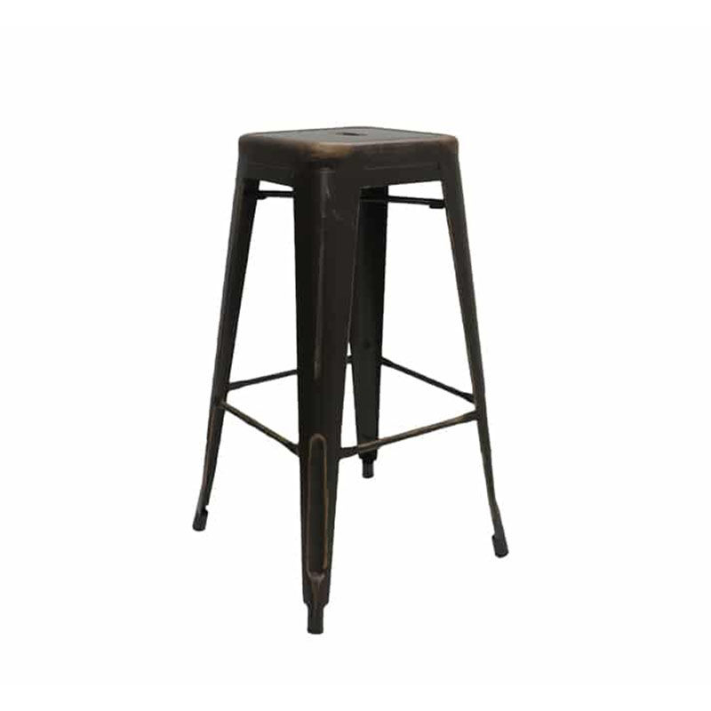 Vividitto - Tolix Bar Chair Brush Finish Without Back -Brown/Brush Gold