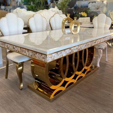 KC Furn-Seppio Marble 8 Seater Dining Table