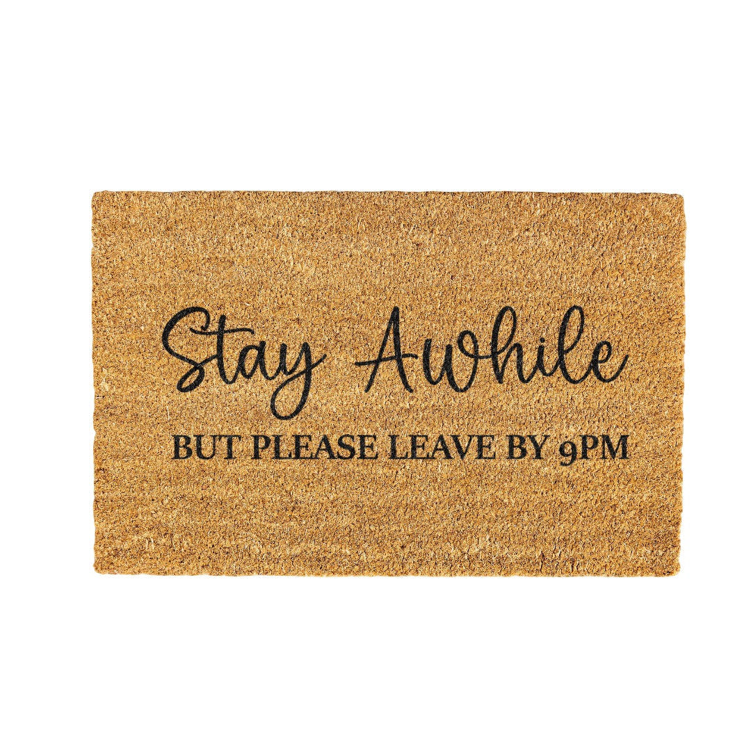 Stay Awhile Coir Doormat Design 700 x 400 mm