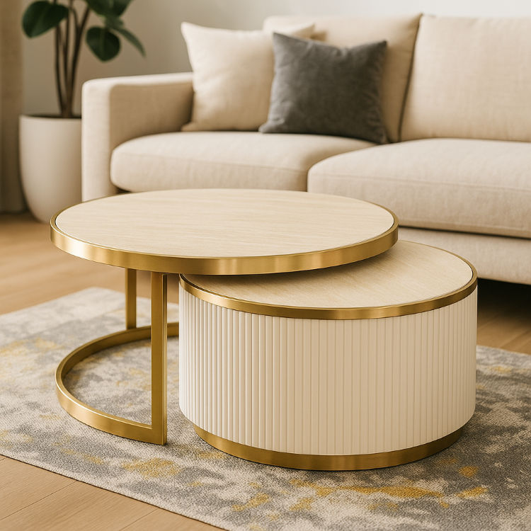 KC FURN – Modern Fluted Nesting Coffee Table Set