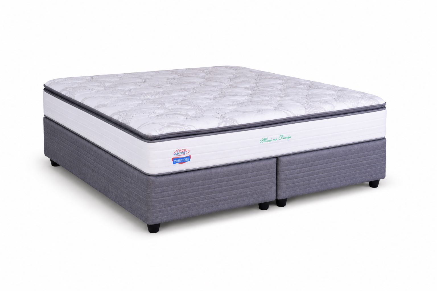 Mosi ou Tunya Pillow Top - King Bed -White & Grey