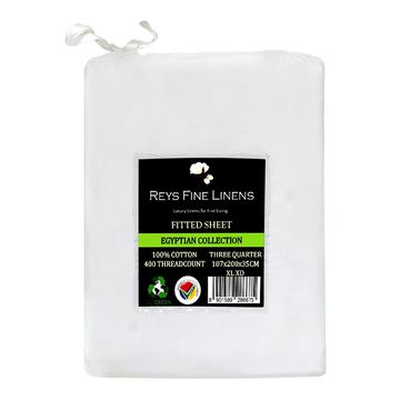 Rey's Fine Linen - Egyptian Collection - Fitted Sheet-Optical White-Three Quarter XL(30 Pc Pack)
