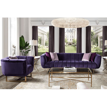 Bozza Venus Cream Sofa & Chair 2PC Set - Turquois Blue