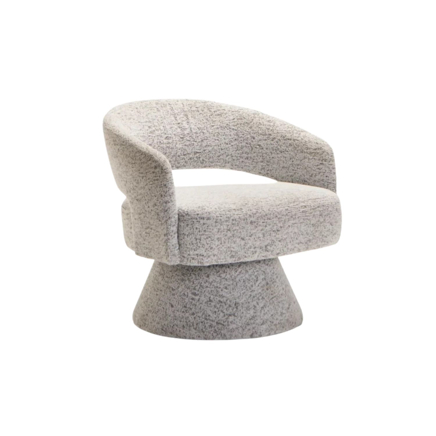 Speckled Light Grey Fabric Swivel Accent Chair