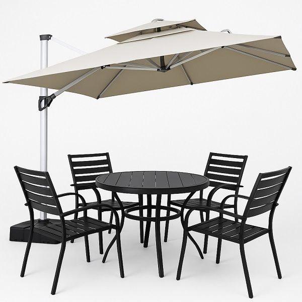 Prestige Home - Outdoor Khaki Umbrella and Walli 4 Seater Patio set Combo Special