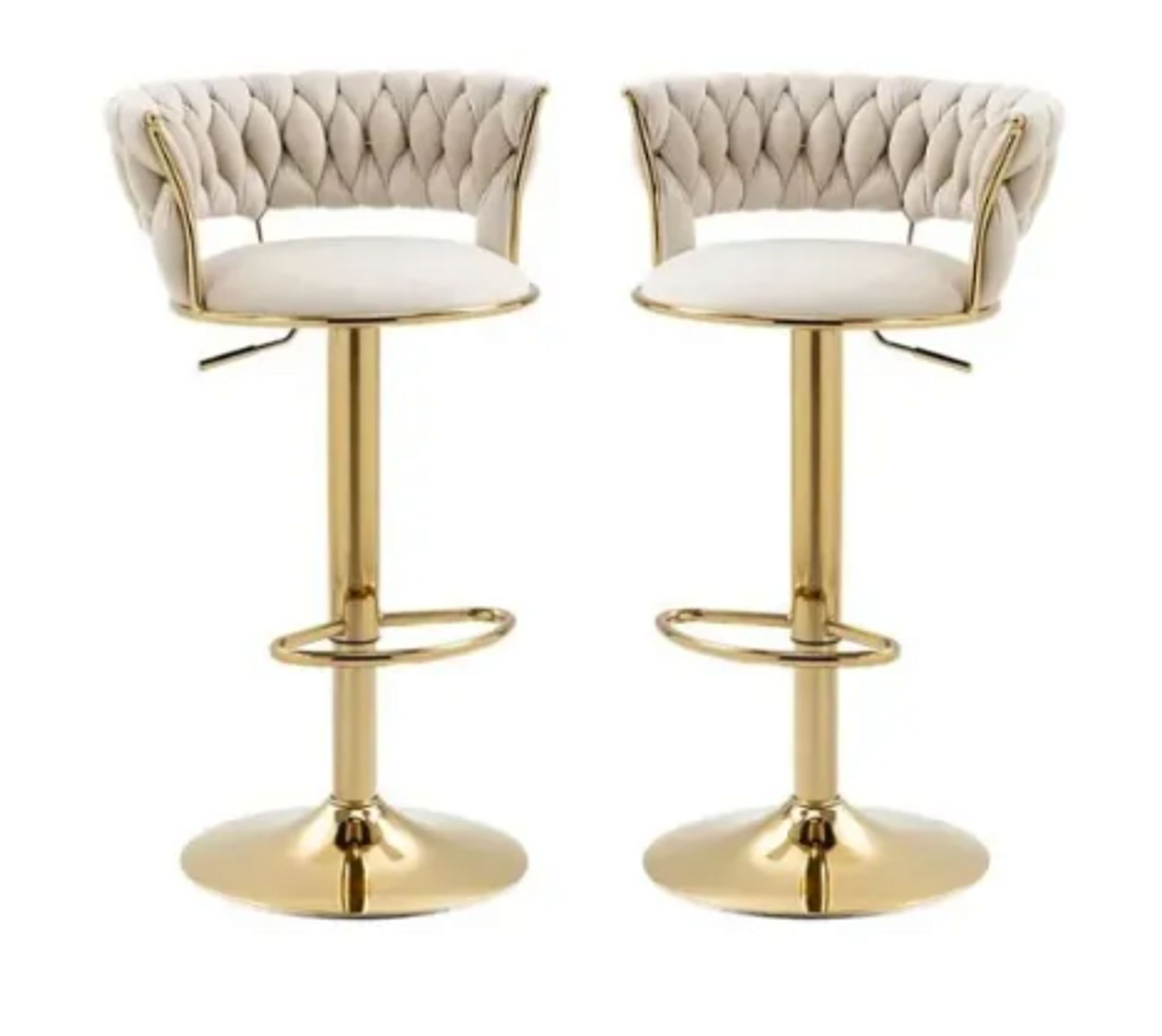 CozyCraft - Cady Velvet Swivel Bar Stool - Set of 2 (Cream White)