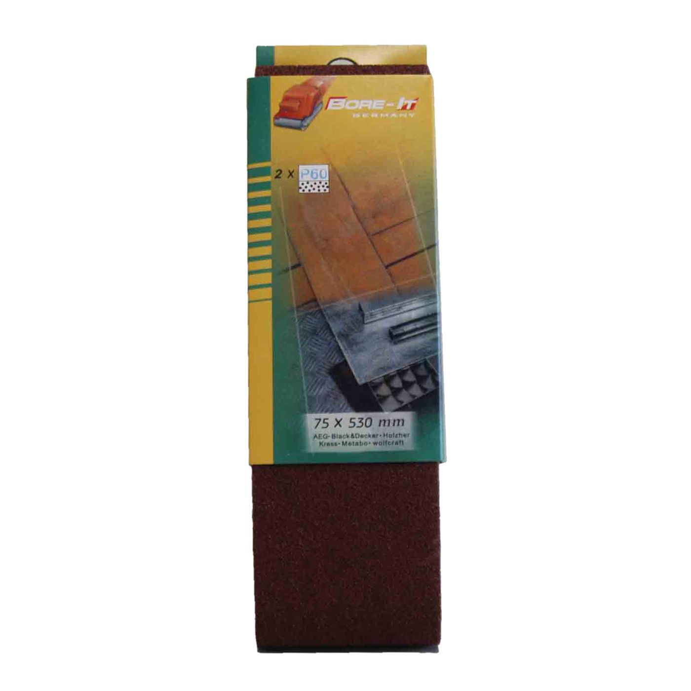 Bore-it - Sanding Belt - 75 X 530mm - 60grit - 2/pkt - 5 Pack