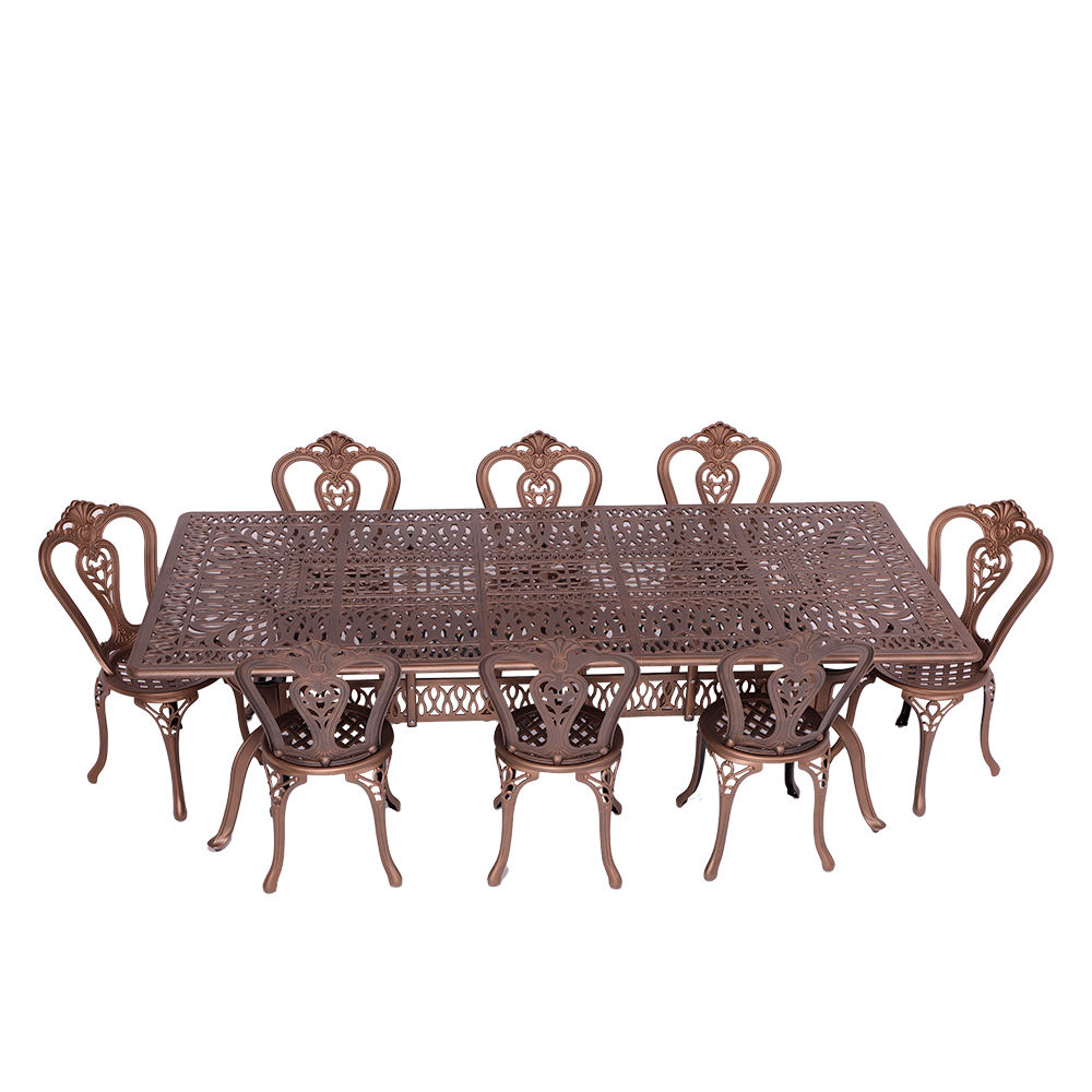 8 Seater - Savoy Aluminium Patio Set / Garden Furniture / Outdoor Dining Set (8 Savoy Chairs with 240cm x 110cm Rectangular Isabella Table) - COPPER