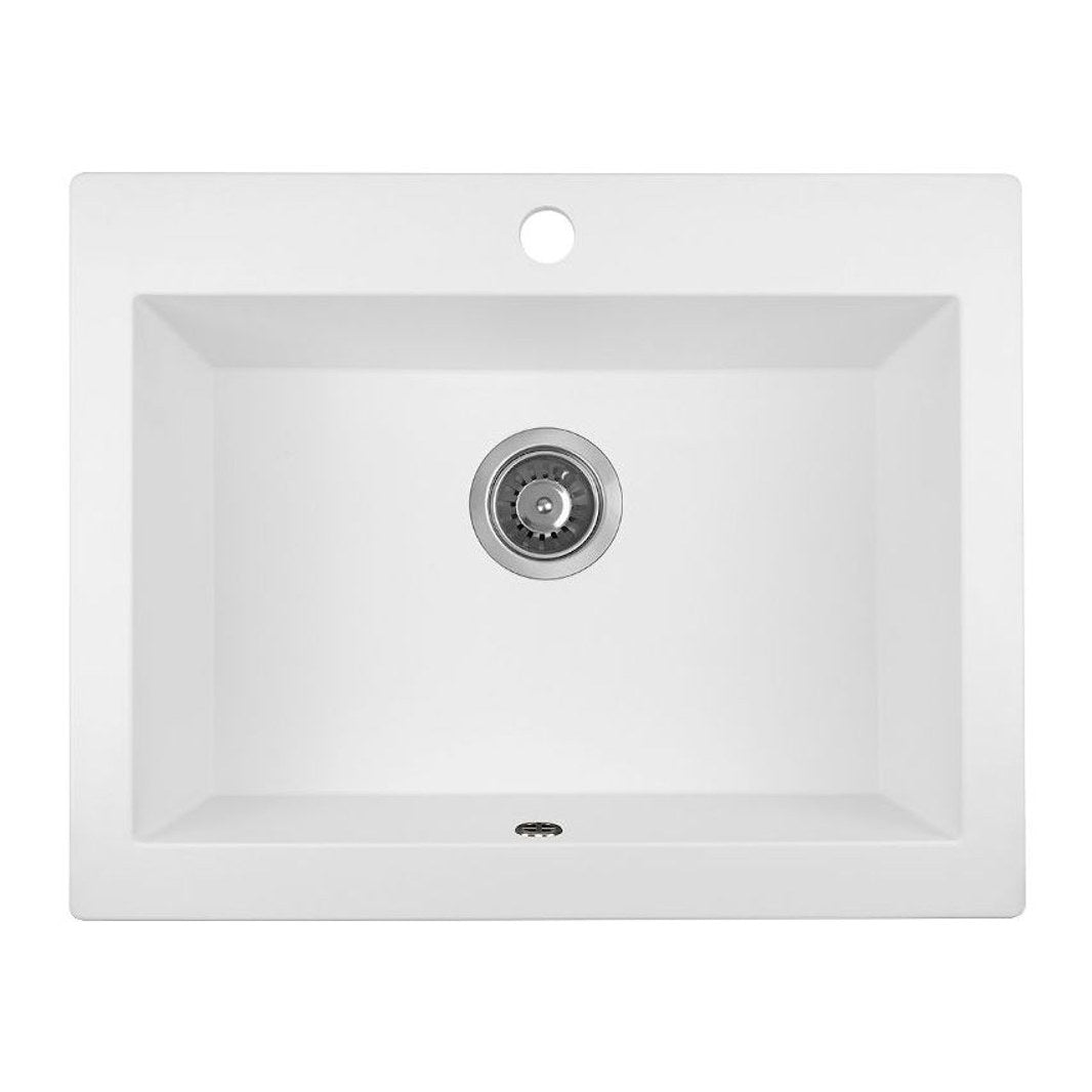 Laveo Komodo 630 Granite Composite Kitchen Sink 1 Bowl with Apron Front - White