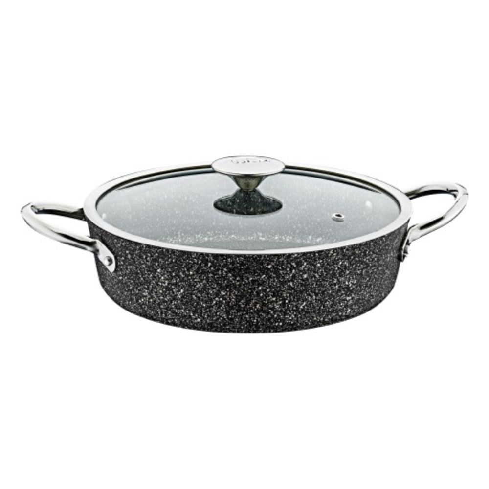 OMS 24cm Black Low Induction Pot – Non-Stick Cooking Pot for All Stovetops