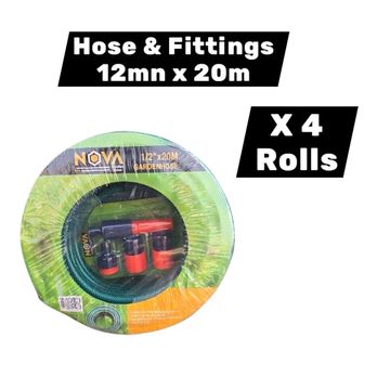 HOSE PIPE & FITTINGS 12MMX20M X4 PACK
