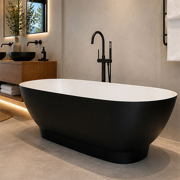 Ovale Polished White / Midnight Quartz Freestanding Bath