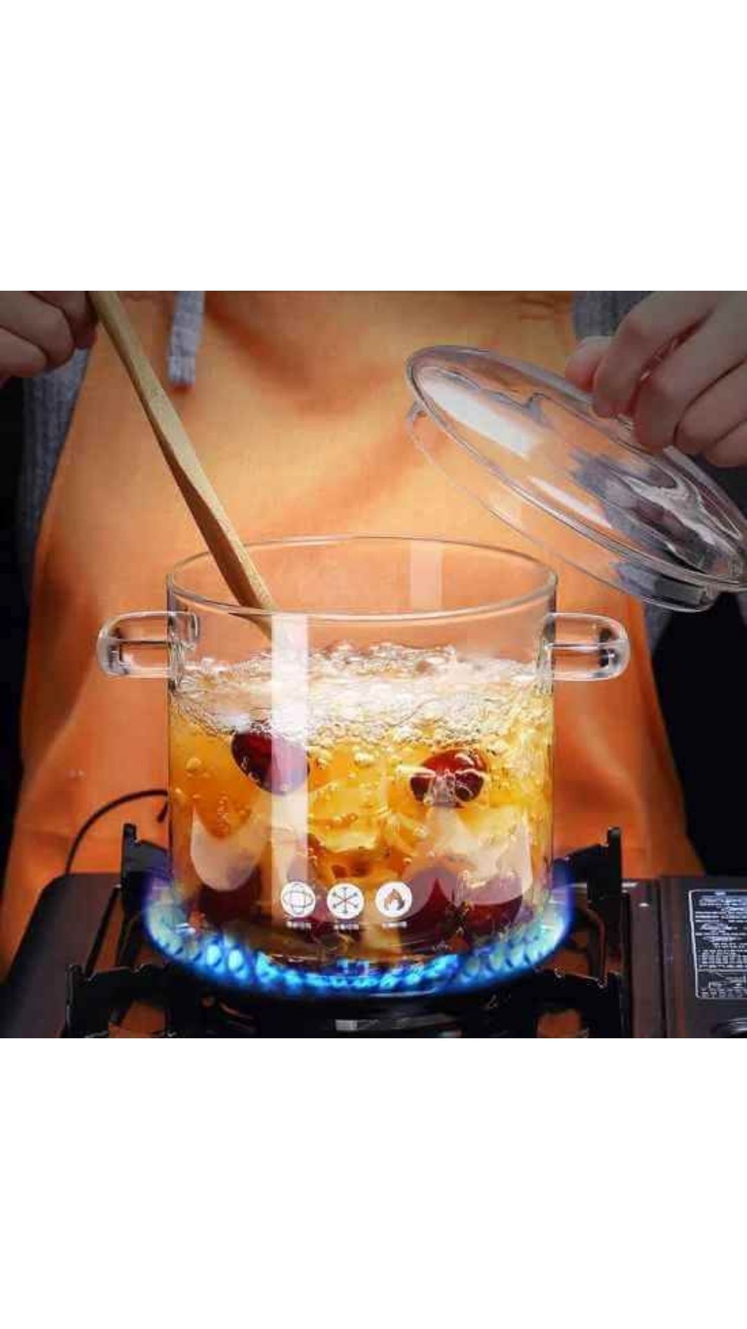 Charming Transparent Borosilicate Glass Pot With Lid 14cm