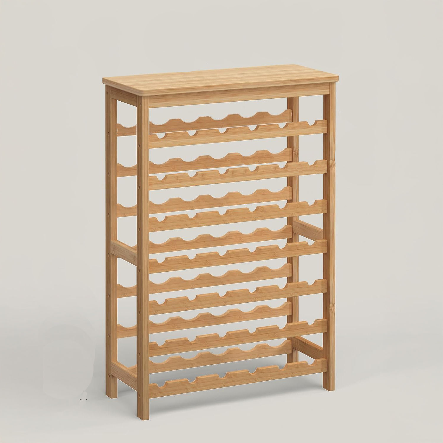 42-BOTTLE BAMBOO WINE RACK, 7-TIER NATURAL WOOD STORAGE