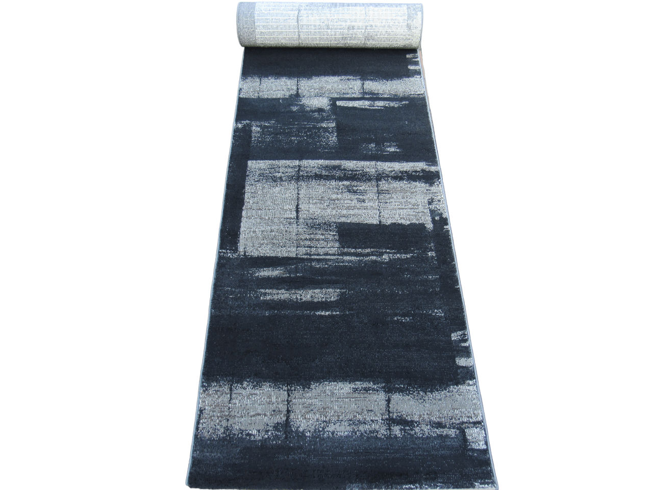 BK Carpets & Rugs -  Modern Passage Runner Rug –  80cm x 4m - Charcoal Black &  Beige