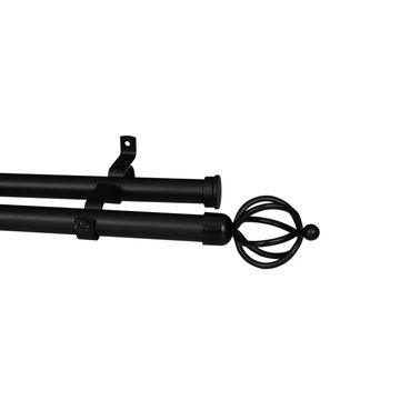 28MM DOUBLE POLE SET-BASKET FINIAL-MATT BLACK-3M