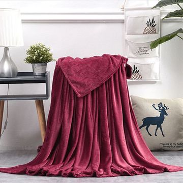 Nu Dekor - Ultra Soft Fleece Throw Blanket - Queen - Maroon - 180x200cm