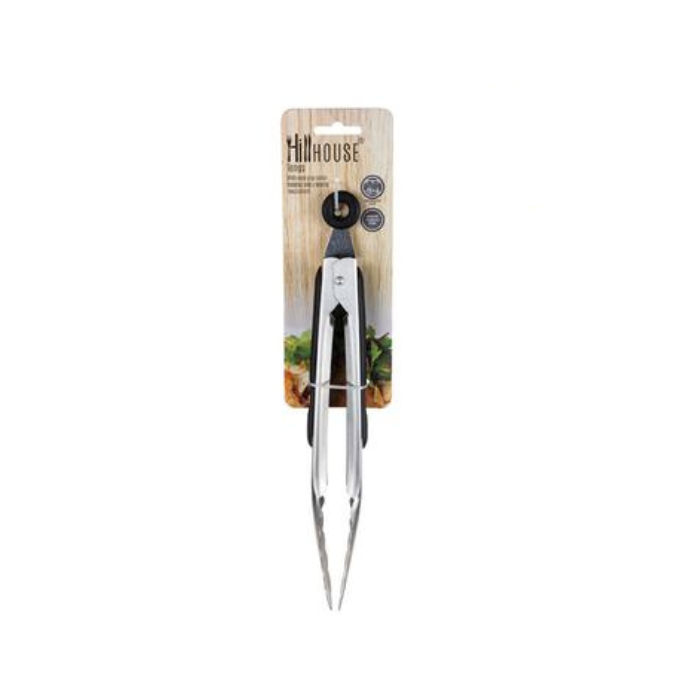Hillhouse Rubber Grip Serving Tongs 23cm Stainless Steel