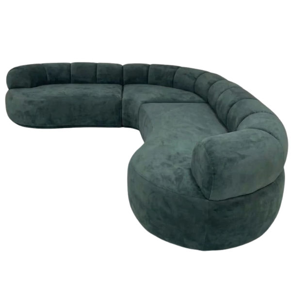 Lucky Furn Serp Curvilinear Modular Sofa - Forest Green Velvet
