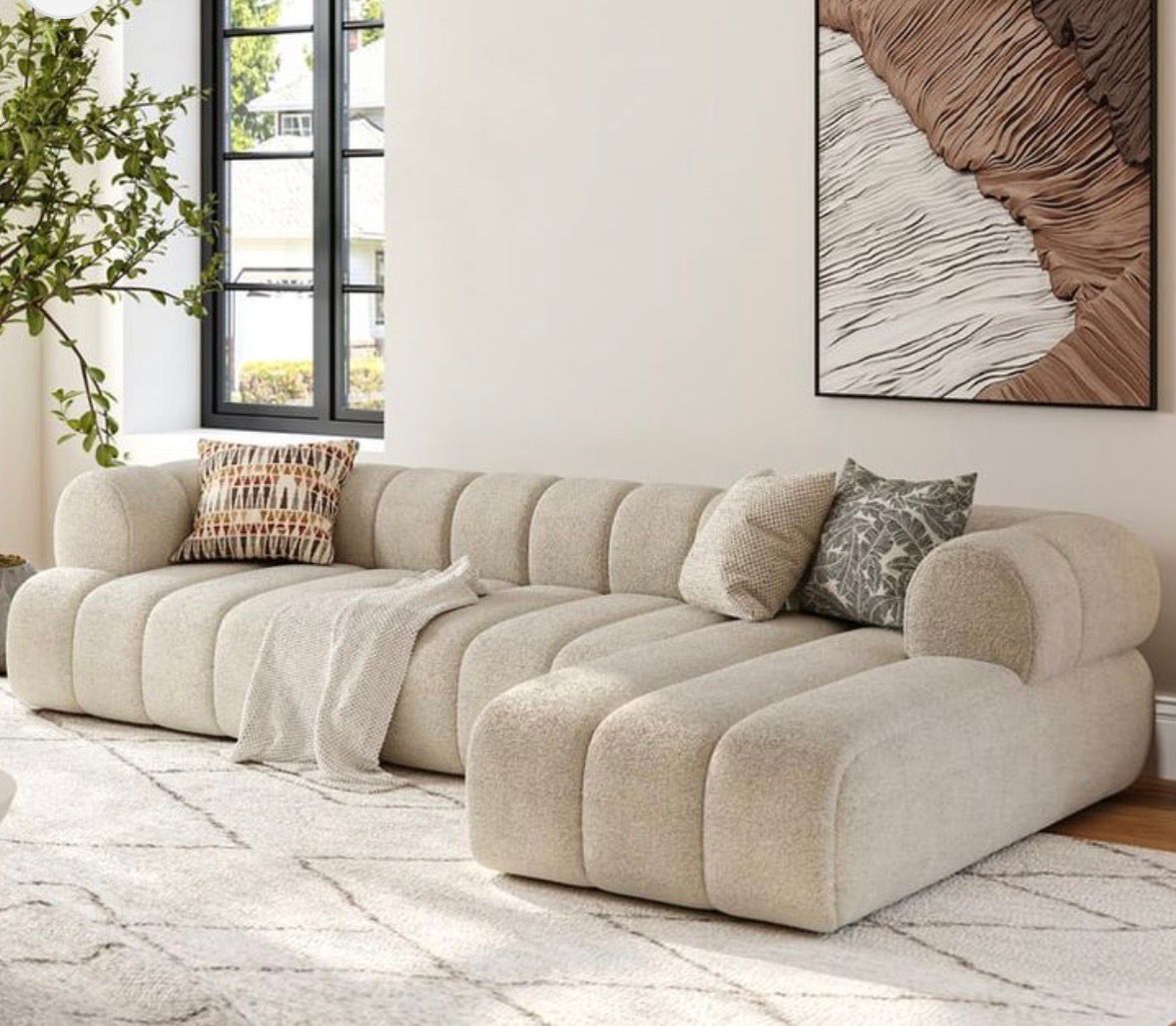 DecorMama Everet L-Shape Tufted Couch