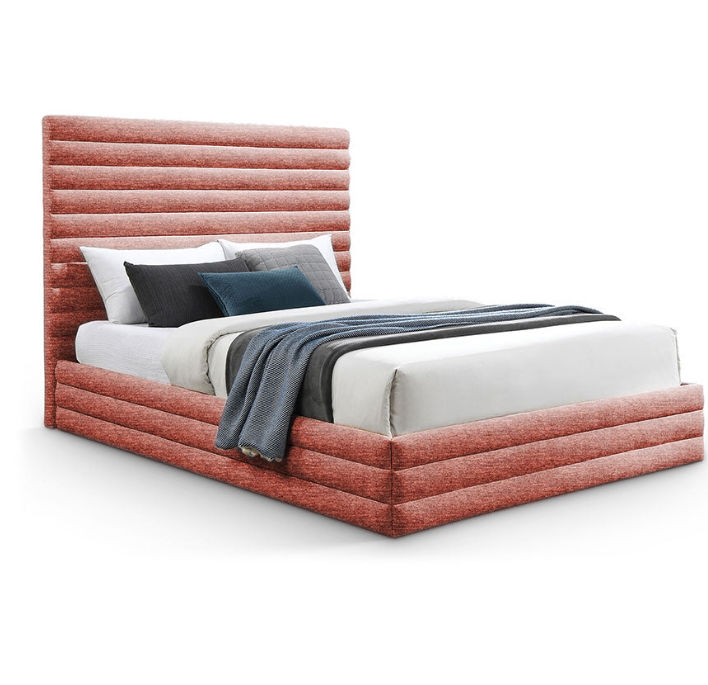 Lavinia Sleigh Bed King - Linen -Peach