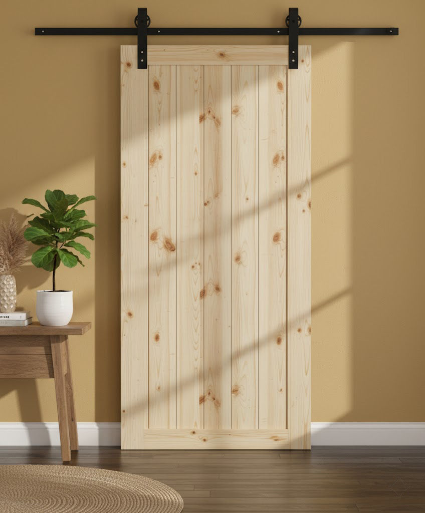 Vertical Slat Barn Door with Hardware Kit (2100mm x 920mm x 36mm)