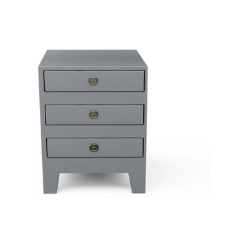 Furnwood Bedside Table Three Drawer Dark Grey