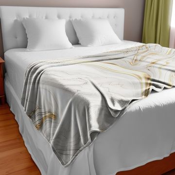 White and Gold Large Light Weight Fleece