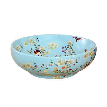 TCB006- Blue floral and bird basin